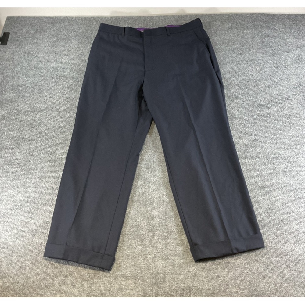 Vinci Dress Pants Mens 38S Short Black Flat Front Slacks Formal Business Suit Tr